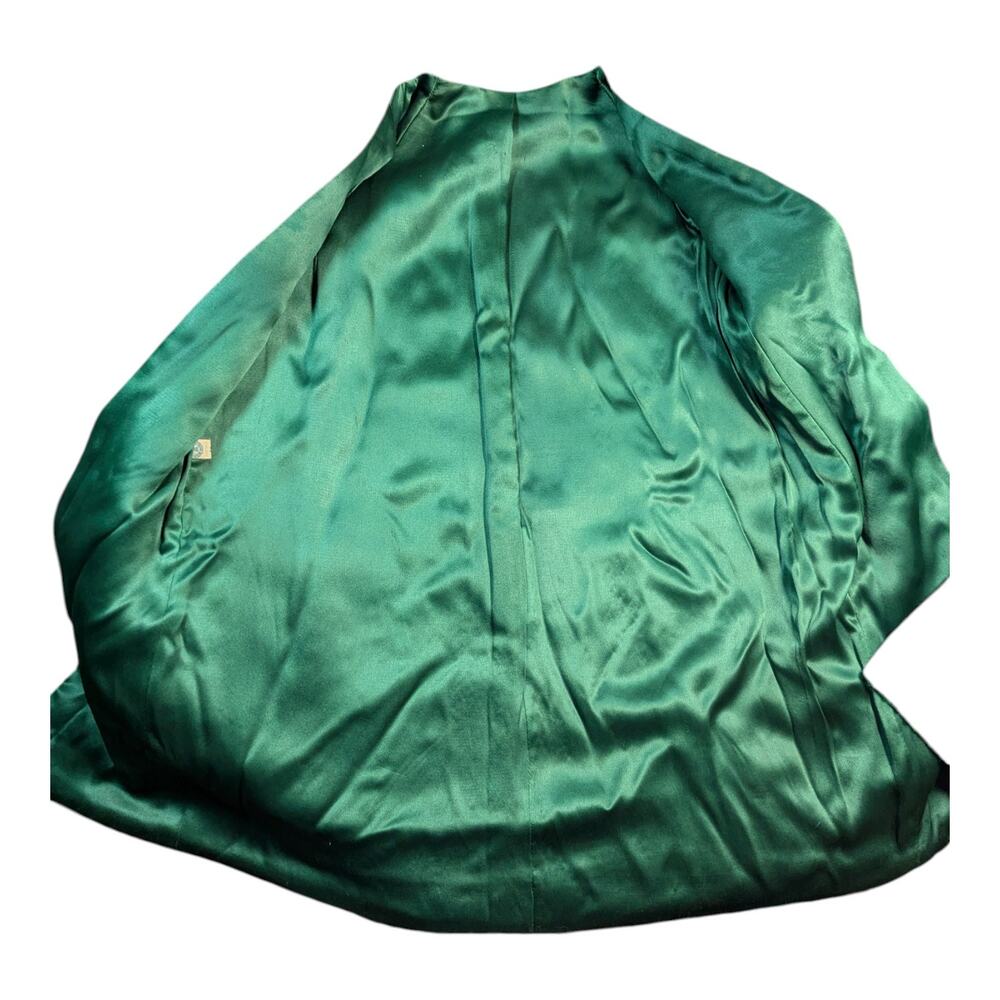 Vtg 1950s Kelly Green Boucle Wool Mink Fur Collar Button Up Swing Coat Sz M - Picture 5 of 7